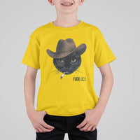 Funny Cowboy Cat Smoking Anti ICE Protest Meme T Shirt For Kid