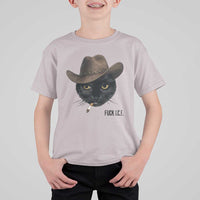 Funny Cowboy Cat Smoking Anti ICE Protest Meme T Shirt For Kid