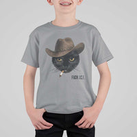 Funny Cowboy Cat Smoking Anti ICE Protest Meme T Shirt For Kid