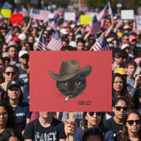 Funny Cowboy Cat Smoking Anti ICE Protest Meme Protest Sign