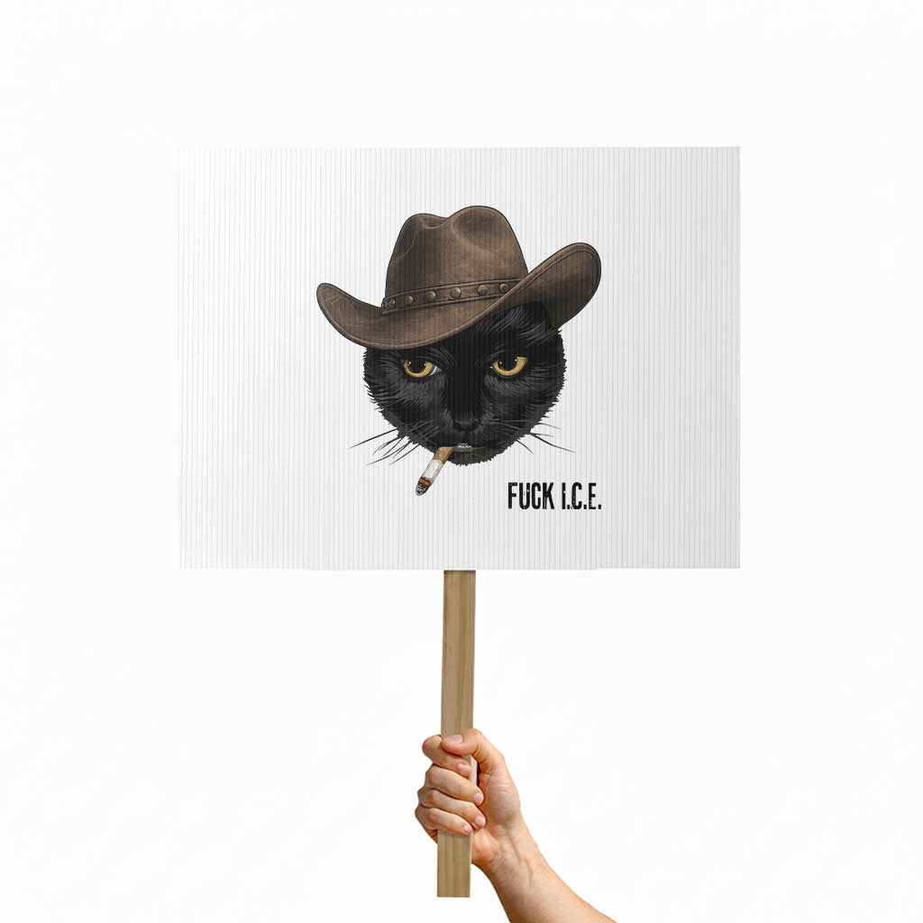 Funny Cowboy Cat Smoking Anti ICE Protest Meme Protest Sign