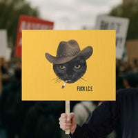 Funny Cowboy Cat Smoking Anti ICE Protest Meme Protest Sign