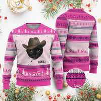 Funny Cowboy Cat Smoking Anti ICE Protest Meme Ugly Christmas Sweater