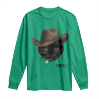 Funny Cowboy Cat Smoking Anti ICE Protest Meme Long Sleeve Shirt