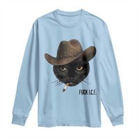 Funny Cowboy Cat Smoking Anti ICE Protest Meme Long Sleeve Shirt