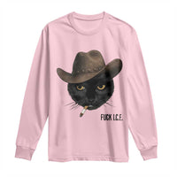 Funny Cowboy Cat Smoking Anti ICE Protest Meme Long Sleeve Shirt