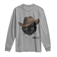 Funny Cowboy Cat Smoking Anti ICE Protest Meme Long Sleeve Shirt