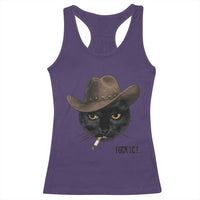 Funny Cowboy Cat Smoking Anti ICE Protest Meme Racerback Tank Top