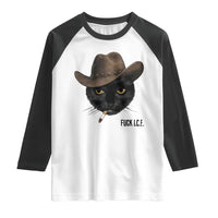 Funny Cowboy Cat Smoking Anti ICE Protest Meme Raglan Shirt