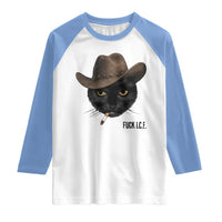Funny Cowboy Cat Smoking Anti ICE Protest Meme Raglan Shirt