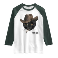 Funny Cowboy Cat Smoking Anti ICE Protest Meme Raglan Shirt