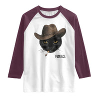 Funny Cowboy Cat Smoking Anti ICE Protest Meme Raglan Shirt