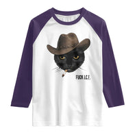 Funny Cowboy Cat Smoking Anti ICE Protest Meme Raglan Shirt