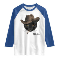 Funny Cowboy Cat Smoking Anti ICE Protest Meme Raglan Shirt