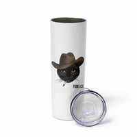 Funny Cowboy Cat Smoking Anti ICE Protest Meme Skinny Tumbler