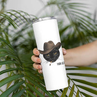 Funny Cowboy Cat Smoking Anti ICE Protest Meme Skinny Tumbler