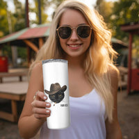 Funny Cowboy Cat Smoking Anti ICE Protest Meme Skinny Tumbler