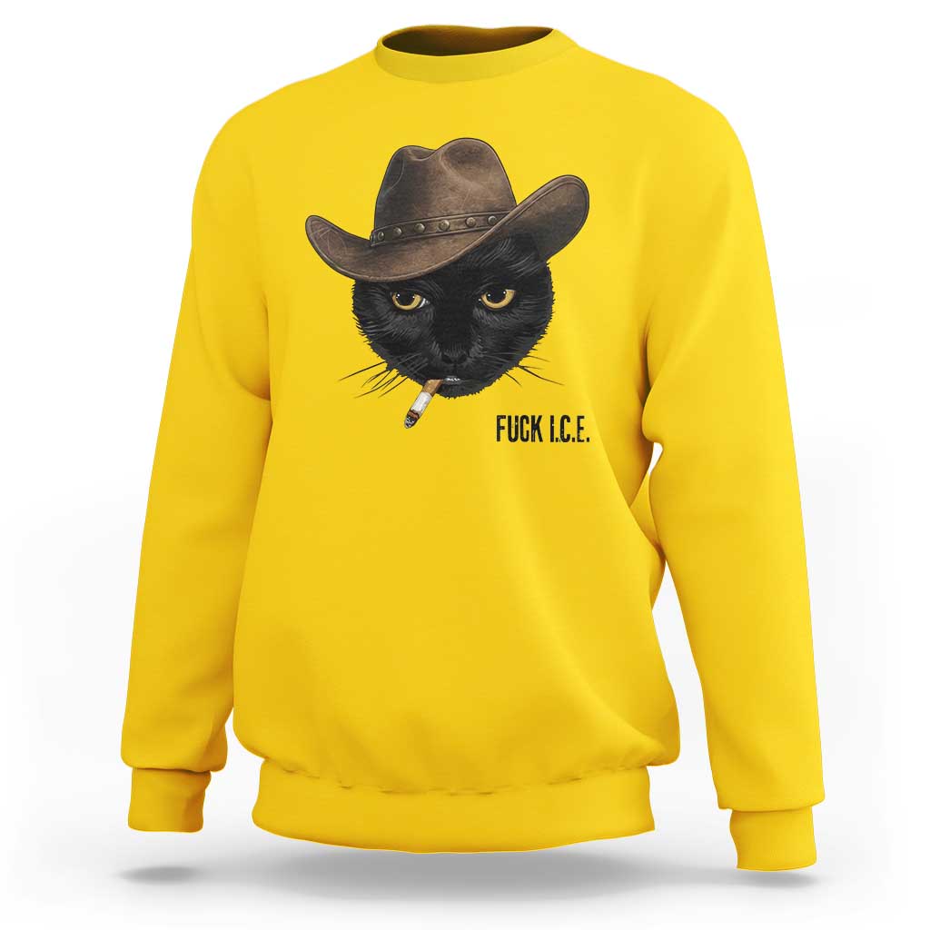Funny Cowboy Cat Smoking Anti ICE Protest Meme Sweatshirt