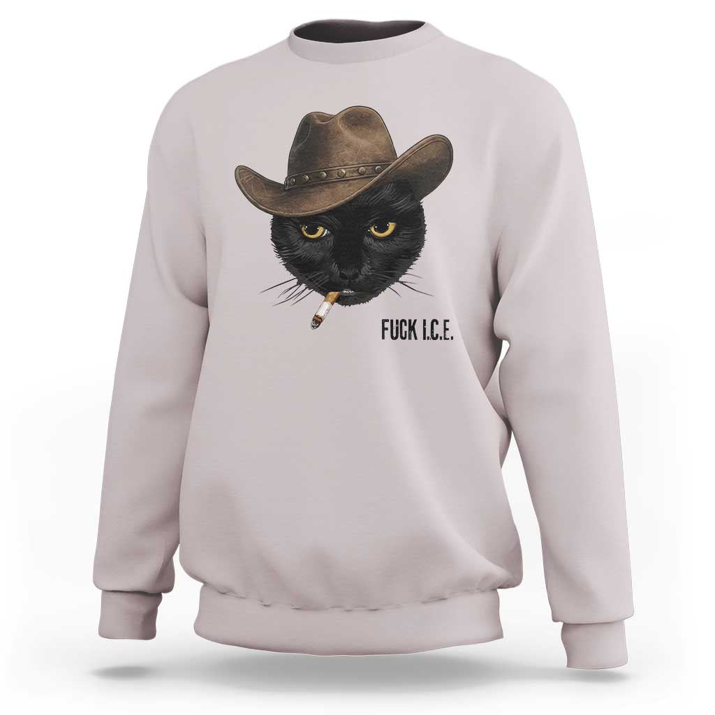 Funny Cowboy Cat Smoking Anti ICE Protest Meme Sweatshirt