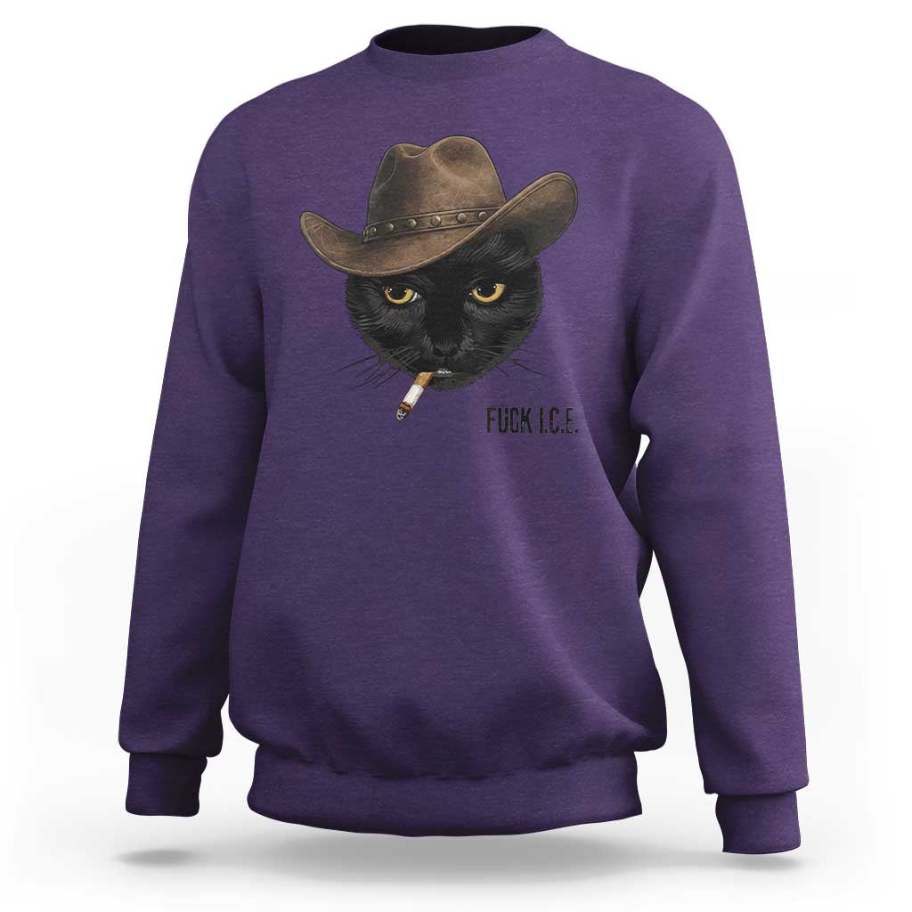 Funny Cowboy Cat Smoking Anti ICE Protest Meme Sweatshirt