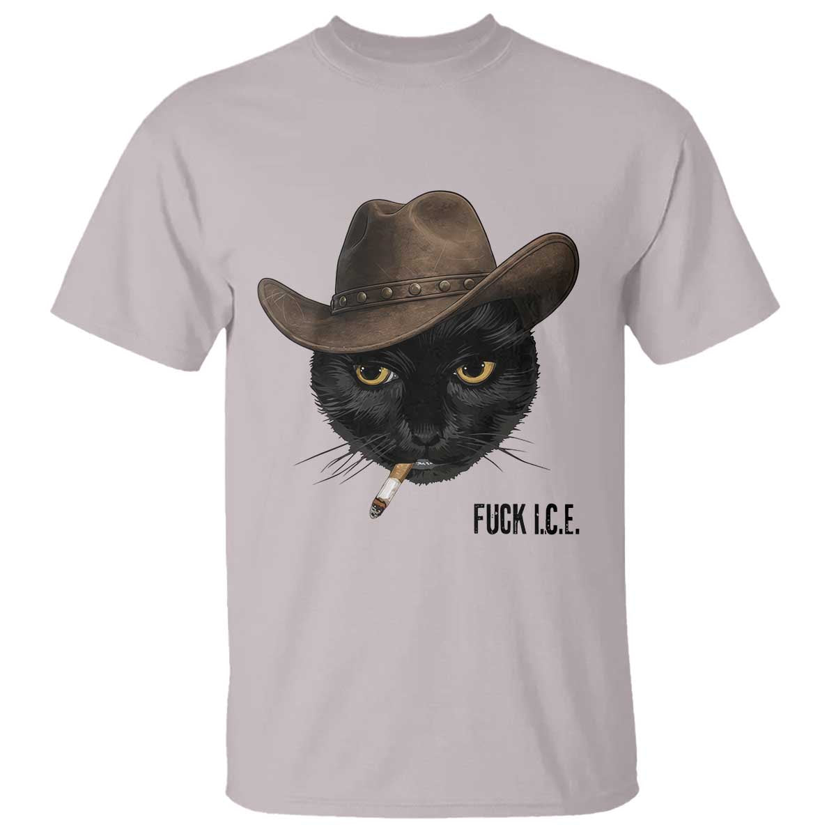 Funny Cowboy Cat Smoking Anti ICE Protest Meme T Shirt