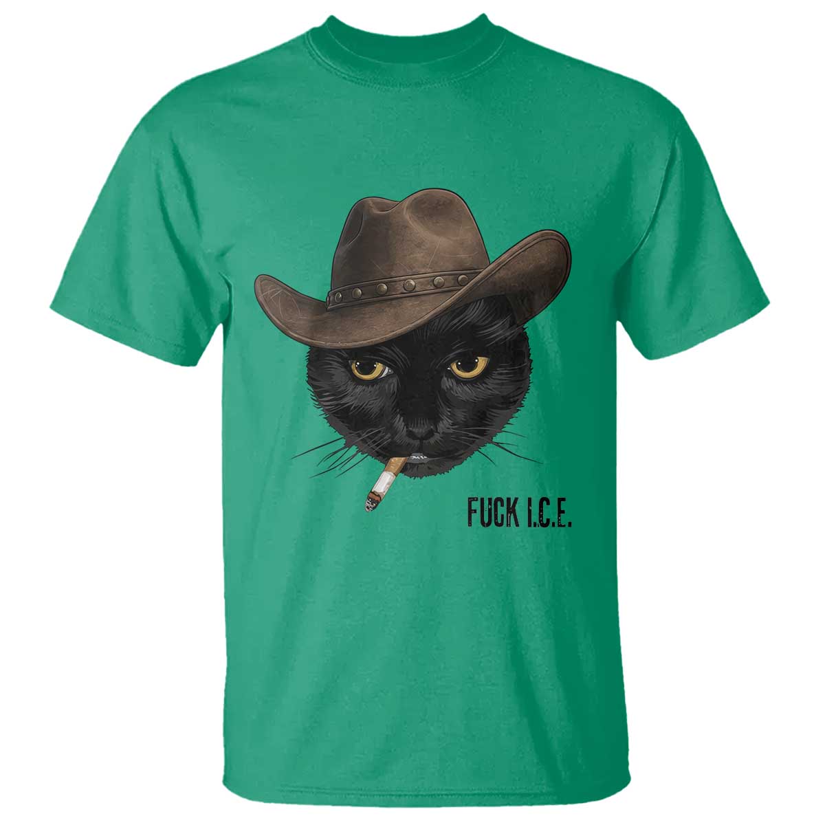 Funny Cowboy Cat Smoking Anti ICE Protest Meme T Shirt