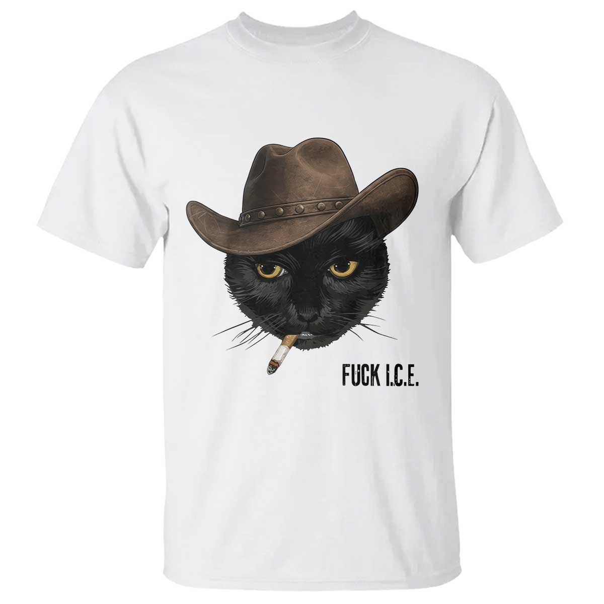Funny Cowboy Cat Smoking Anti ICE Protest Meme T Shirt