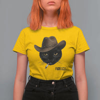 Funny Cowboy Cat Smoking Anti ICE Protest Meme T Shirt For Women