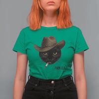 Funny Cowboy Cat Smoking Anti ICE Protest Meme T Shirt For Women