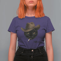 Funny Cowboy Cat Smoking Anti ICE Protest Meme T Shirt For Women
