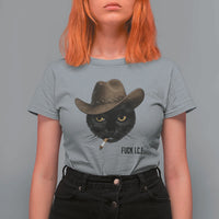 Funny Cowboy Cat Smoking Anti ICE Protest Meme T Shirt For Women