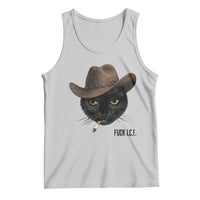 Funny Cowboy Cat Smoking Anti ICE Protest Meme Tank Top