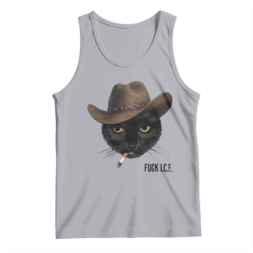 Funny Cowboy Cat Smoking Anti ICE Protest Meme Tank Top