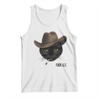 Funny Cowboy Cat Smoking Anti ICE Protest Meme Tank Top
