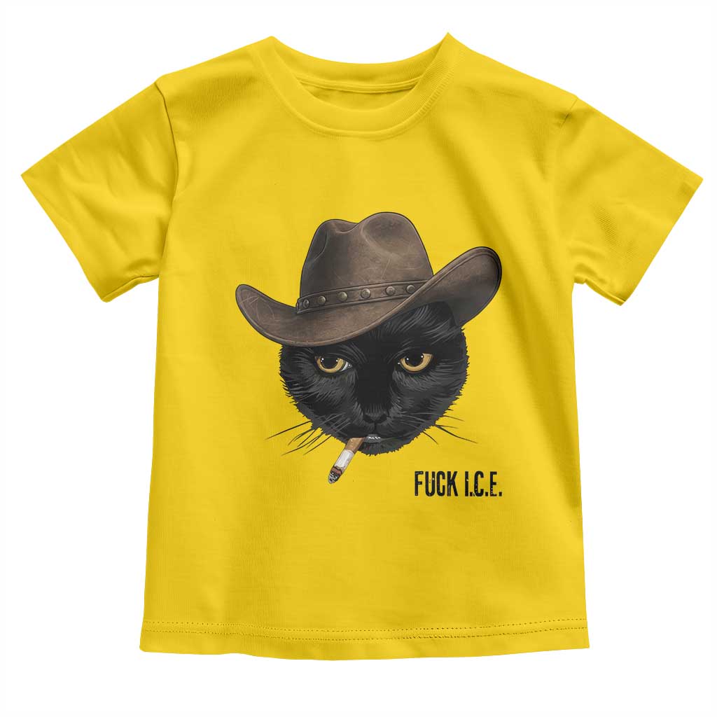Funny Cowboy Cat Smoking Anti ICE Protest Meme Toddler T Shirt