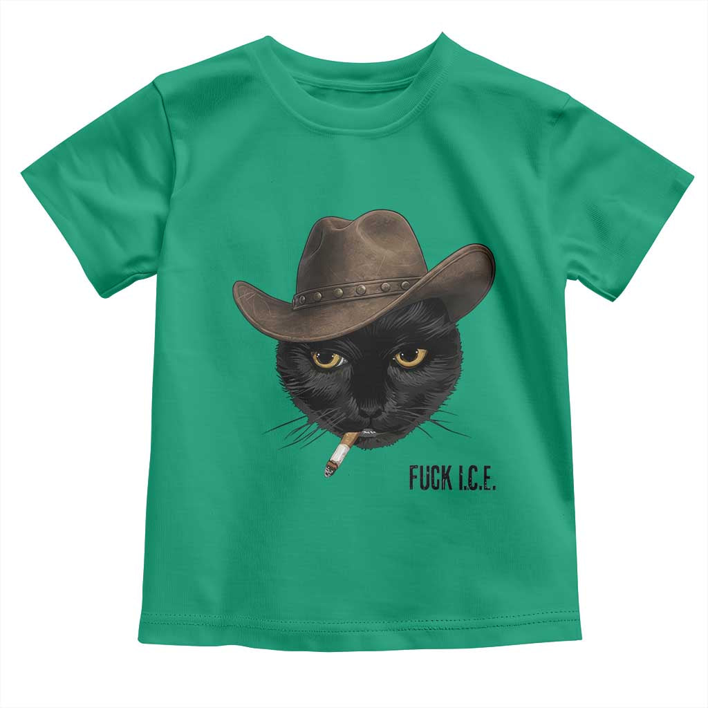 Funny Cowboy Cat Smoking Anti ICE Protest Meme Toddler T Shirt