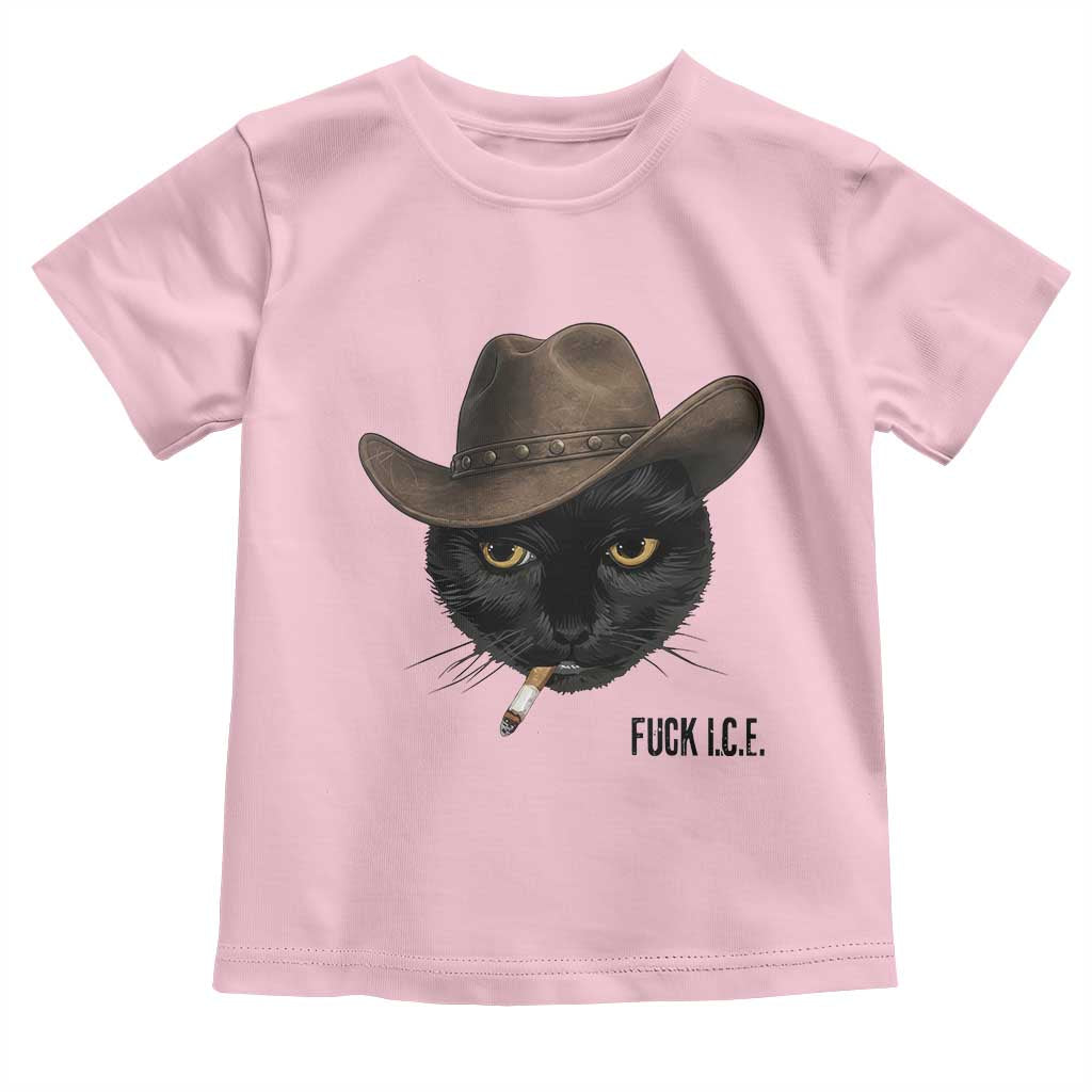 Funny Cowboy Cat Smoking Anti ICE Protest Meme Toddler T Shirt