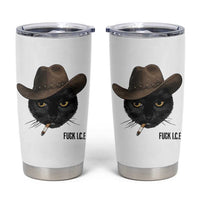 Funny Cowboy Cat Smoking Anti ICE Protest Meme Tumbler Cup