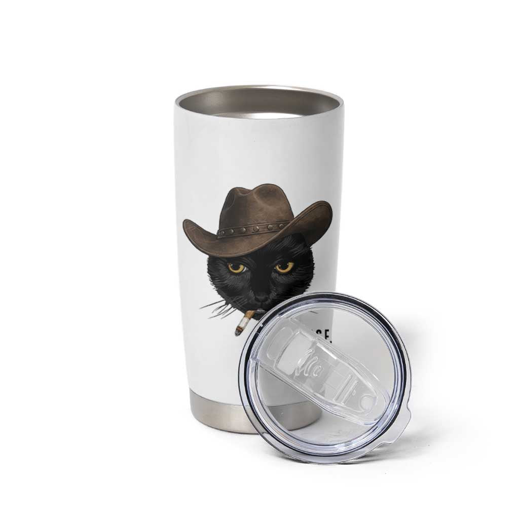 Funny Cowboy Cat Smoking Anti ICE Protest Meme Tumbler Cup