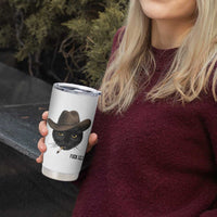 Funny Cowboy Cat Smoking Anti ICE Protest Meme Tumbler Cup