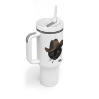 Funny Cowboy Cat Smoking Anti ICE Protest Meme Tumbler With Handle