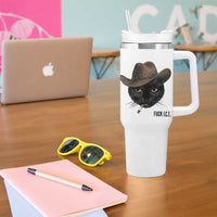 Funny Cowboy Cat Smoking Anti ICE Protest Meme Tumbler With Handle