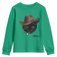 Funny Cowboy Cat Smoking Anti ICE Protest Meme Youth Sweatshirt