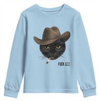 Funny Cowboy Cat Smoking Anti ICE Protest Meme Youth Sweatshirt