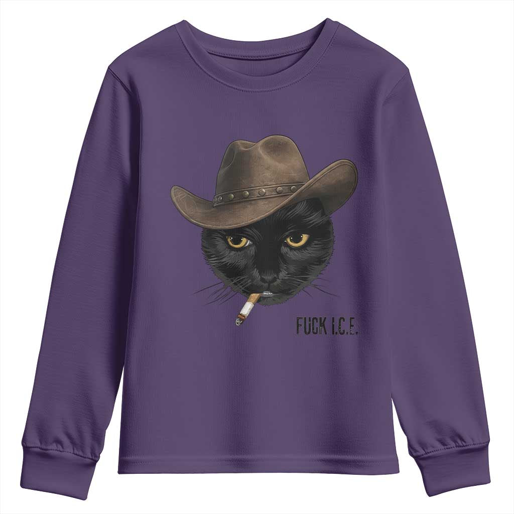 Funny Cowboy Cat Smoking Anti ICE Protest Meme Youth Sweatshirt