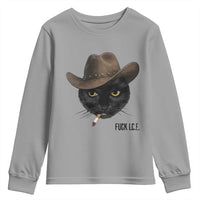 Funny Cowboy Cat Smoking Anti ICE Protest Meme Youth Sweatshirt