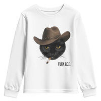 Funny Cowboy Cat Smoking Anti ICE Protest Meme Youth Sweatshirt