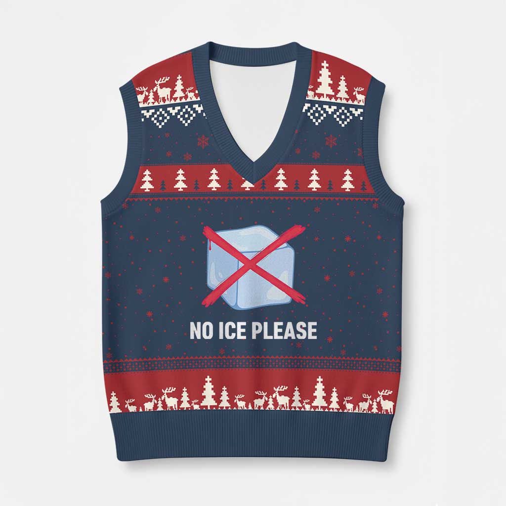 No Ice Please V-Neck Knit Sweater Vest Ice Cube Anti ICE Deportation Human Rights Protest