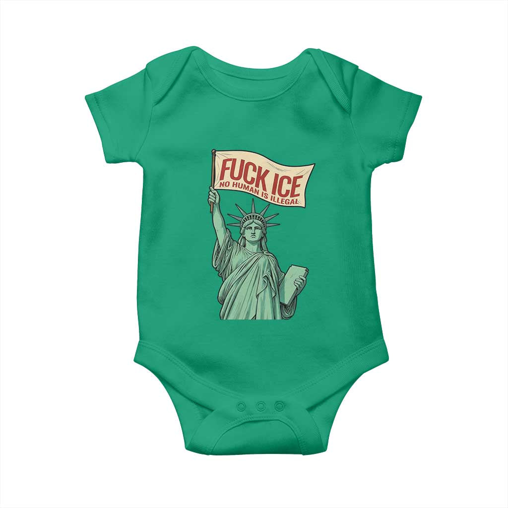Fck Ice No Human Is Illegal Baby Onesie Statue of Liberty Anti ICE Immigration Human Rights Protest
