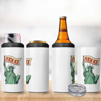 Fck Ice No Human Is Illegal 4 in 1 Can Cooler Tumbler Statue of Liberty Anti ICE Immigration Human Rights Protest